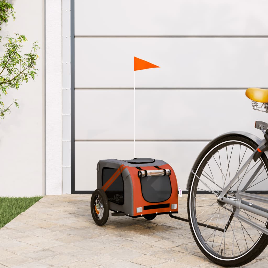 Vidaxl hondenfietstrailer oxford stof en ijzer oranje en grijs