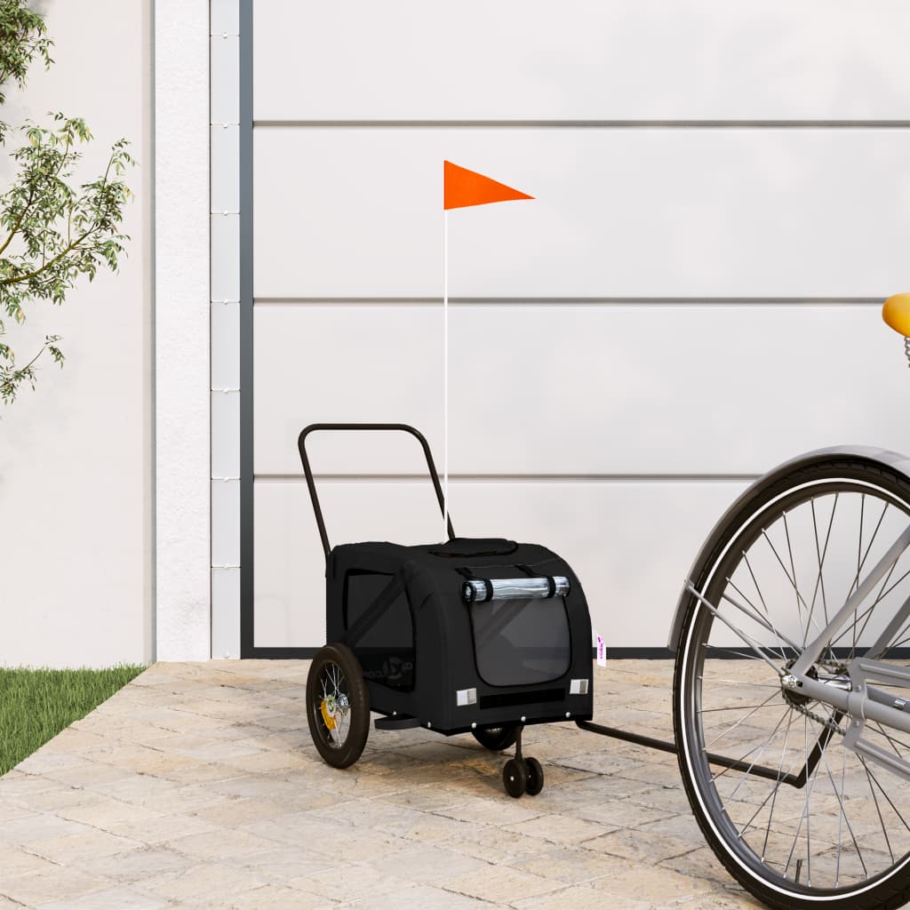 VidaXL remorque vélo pour chien tissu oxford et fer noir
