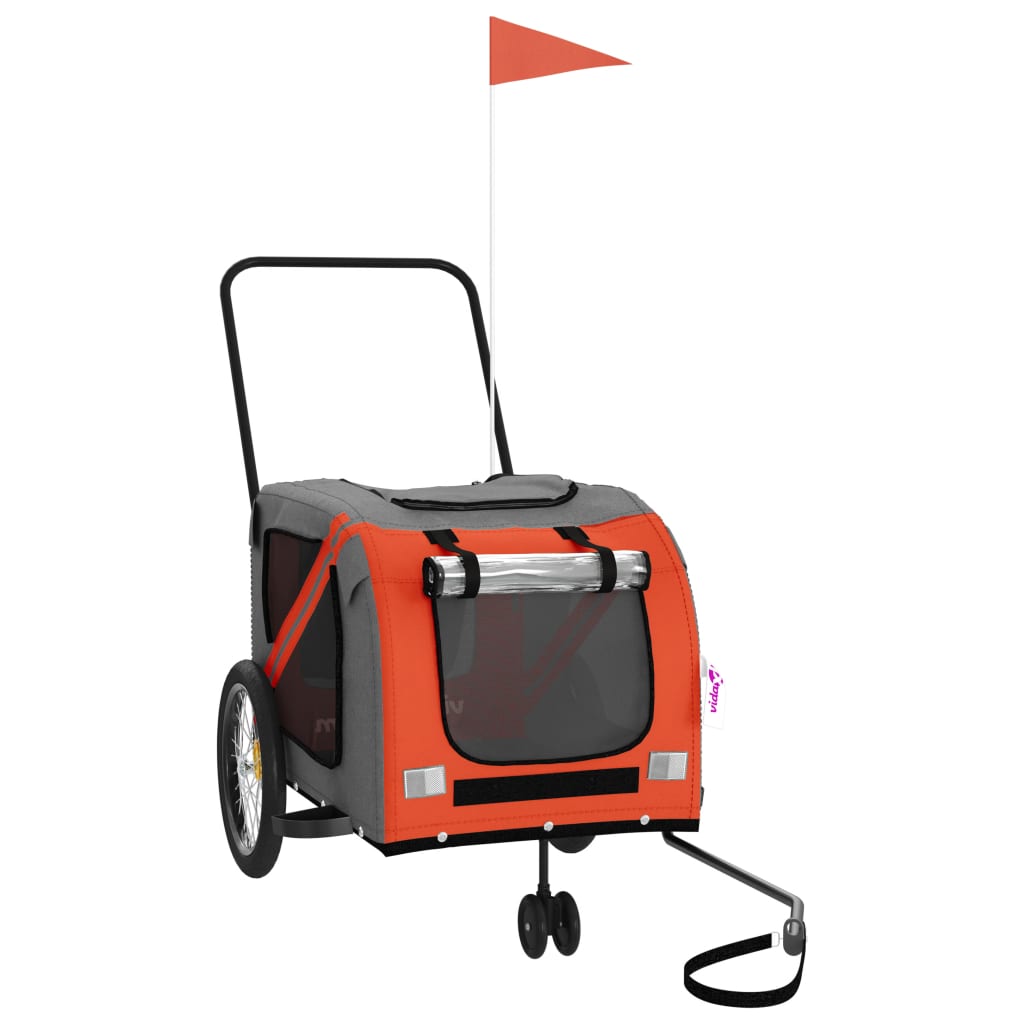 VidaXL remorque vélo pour chien tissu oxford et fer orange et gris