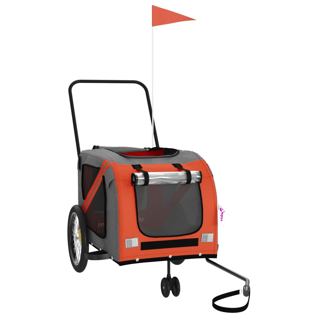 VidaXL remorque vélo pour chien tissu oxford et fer orange et gris