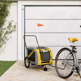 Vidaxl Dog Bike Trailer Oxford Tessuto e ferro giallo e grigio