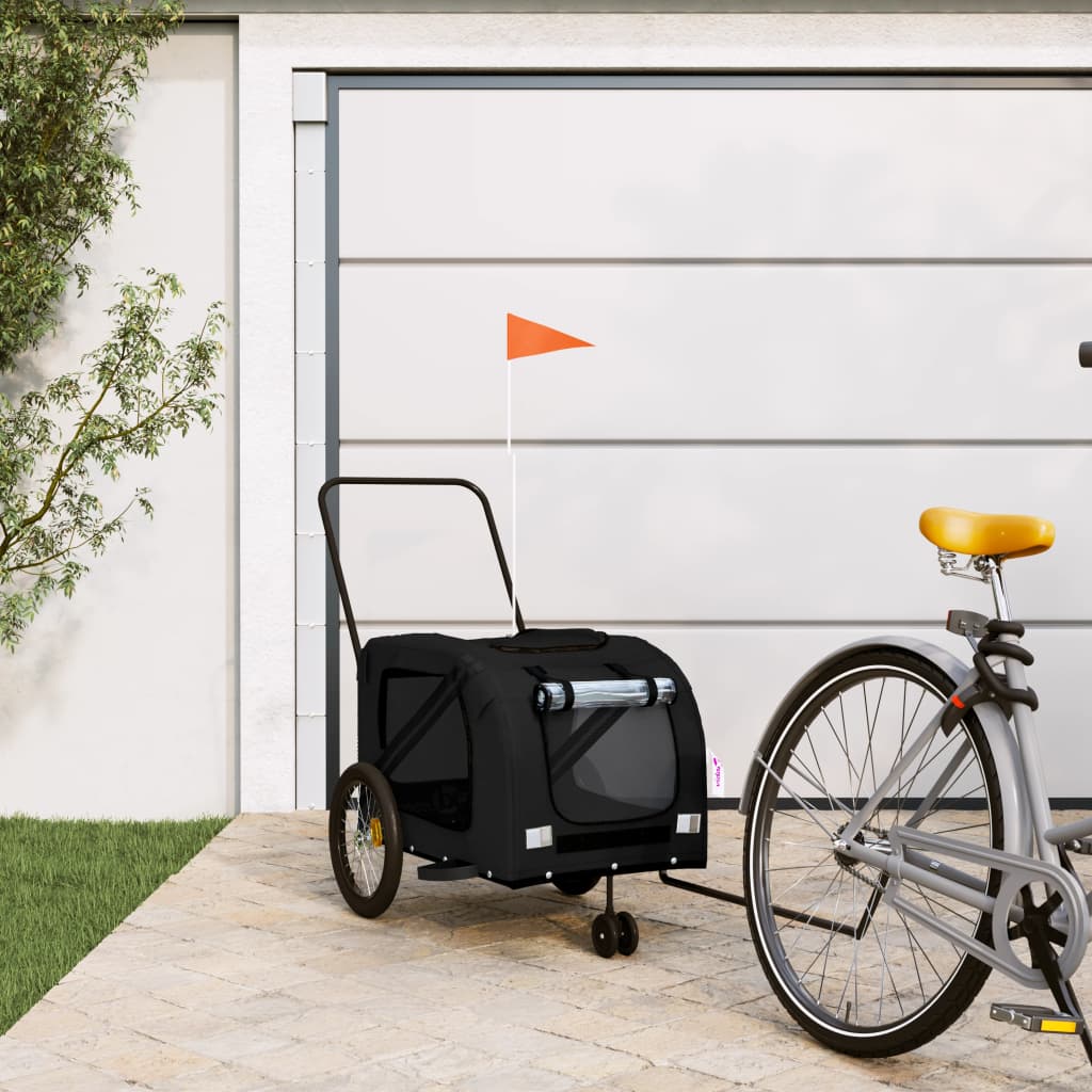 Vidaxl Dog Bike Trailer Oxford Fabric et Iron Black