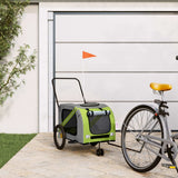 Vidaxl Dog Bike Trailer Oxford Fabric et Green et gris