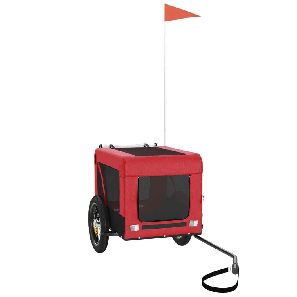VidaXL remorque vélo pour chien tissu oxford et fer rouge et noir