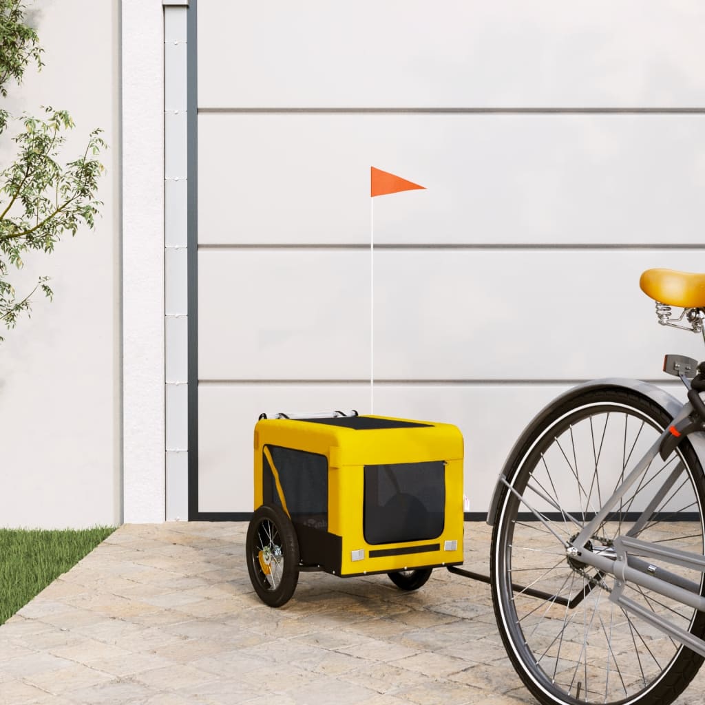 VidaXL remorque vélo pour chien tissu oxford et fer jaune et noir