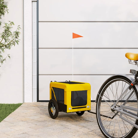 VidaXL remorque vélo pour chien tissu oxford et fer jaune et noir