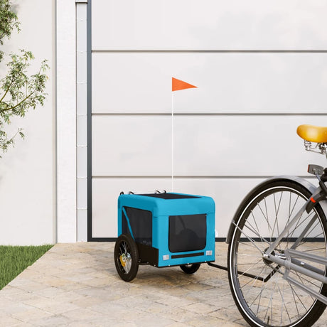 VidaXL remorque vélo pour chien tissu oxford et fer bleu et noir