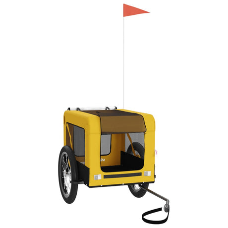 VidaXL remorque vélo pour chien tissu oxford et fer jaune et noir