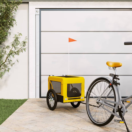 VidaXL remorque vélo pour chien tissu oxford et fer jaune et noir