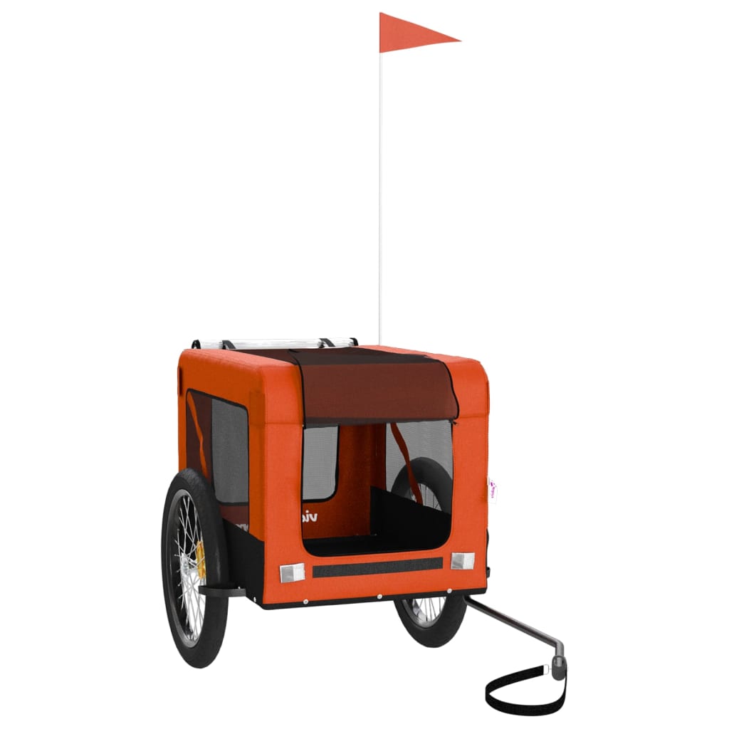 Vidaxl Dog bike trailer Oxford fabric and iron orange and black