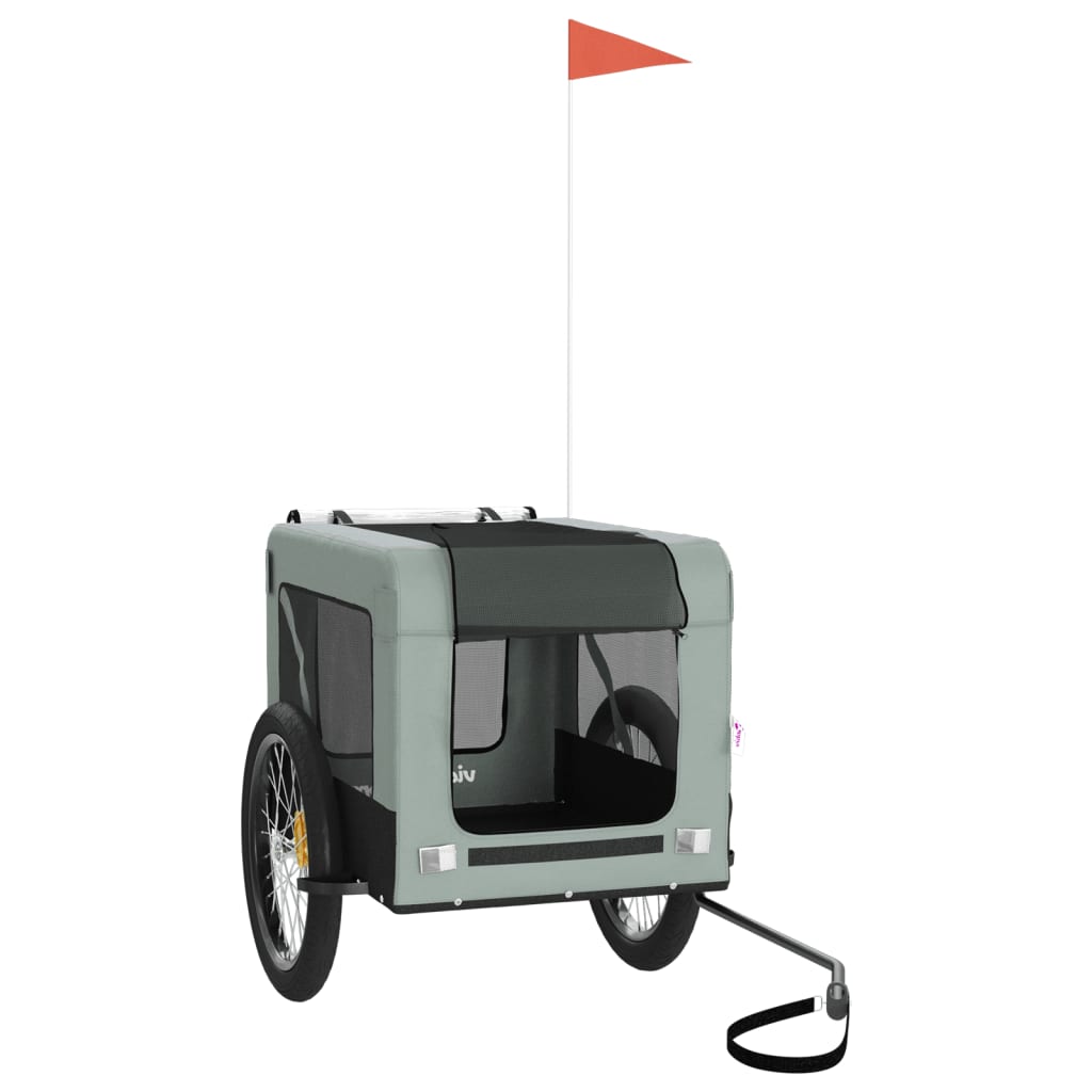 VidaXL remorque vélo pour chien tissu oxford et gris fer et noir