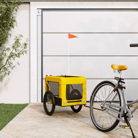 VidaXL remorque vélo pour chien tissu oxford et fer jaune et noir