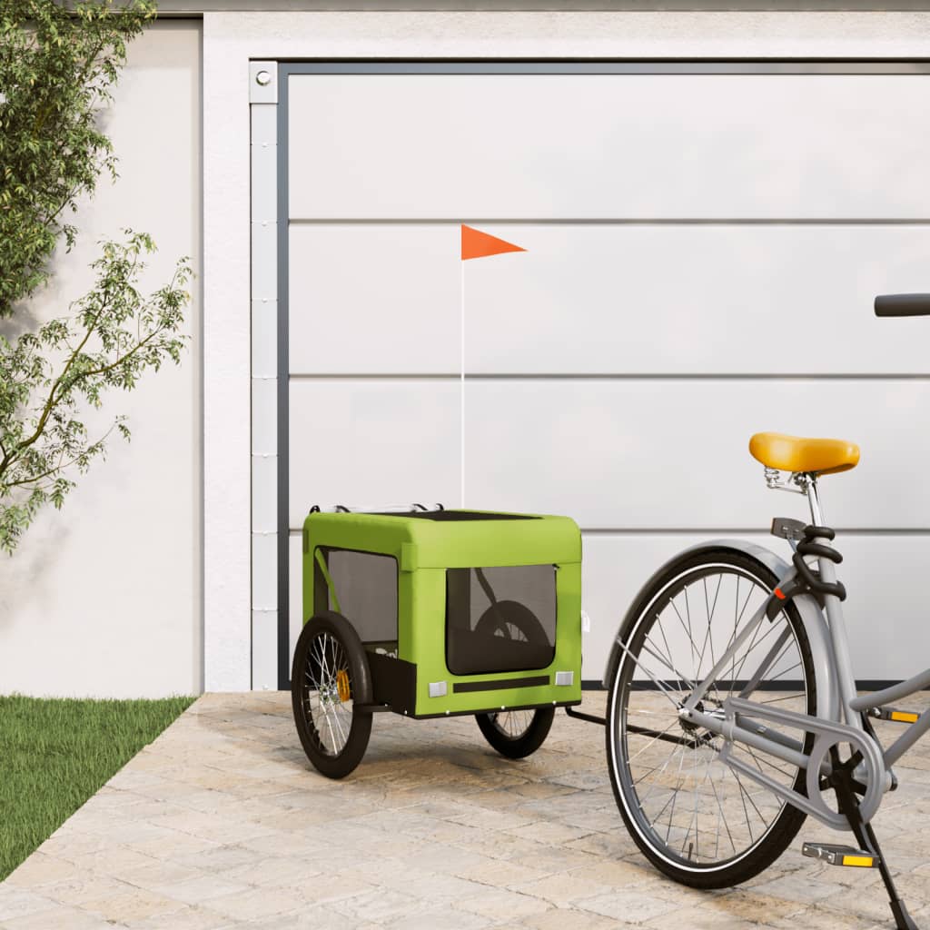 Vidaxl Dog Bike Trailer Oxford Fabric oraz żelaza zielona i czarna