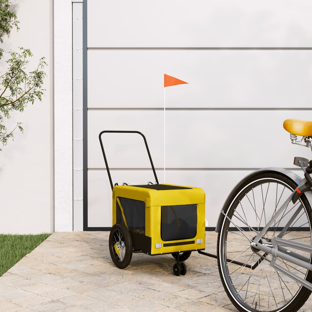 Vidaxl Dog Bike Trailer Oxford Fabric et Fon Jaune et noir