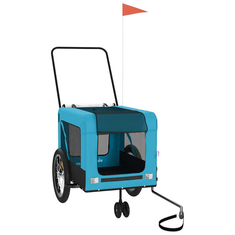 VidaXL remorque vélo pour chien tissu oxford et fer bleu et noir