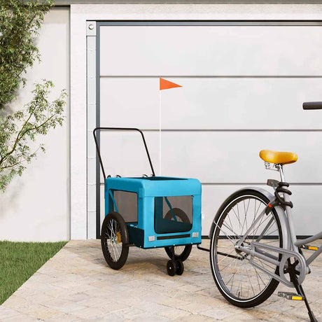 VidaXL remorque vélo pour chien tissu oxford et fer bleu et noir