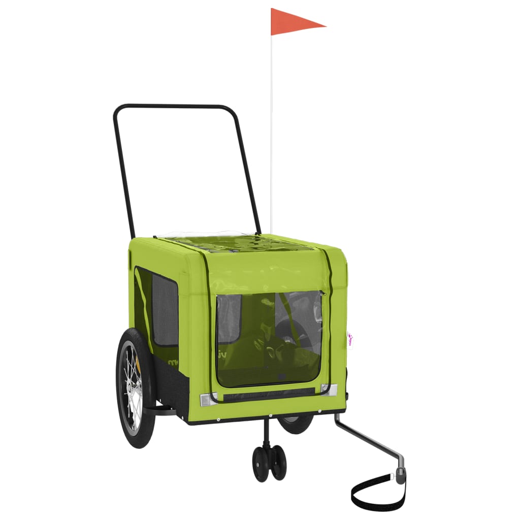 VidaXL remorque vélo pour chien tissu oxford et fer vert et noir