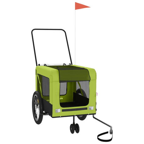VidaXL remorque vélo pour chien tissu oxford et fer vert et noir