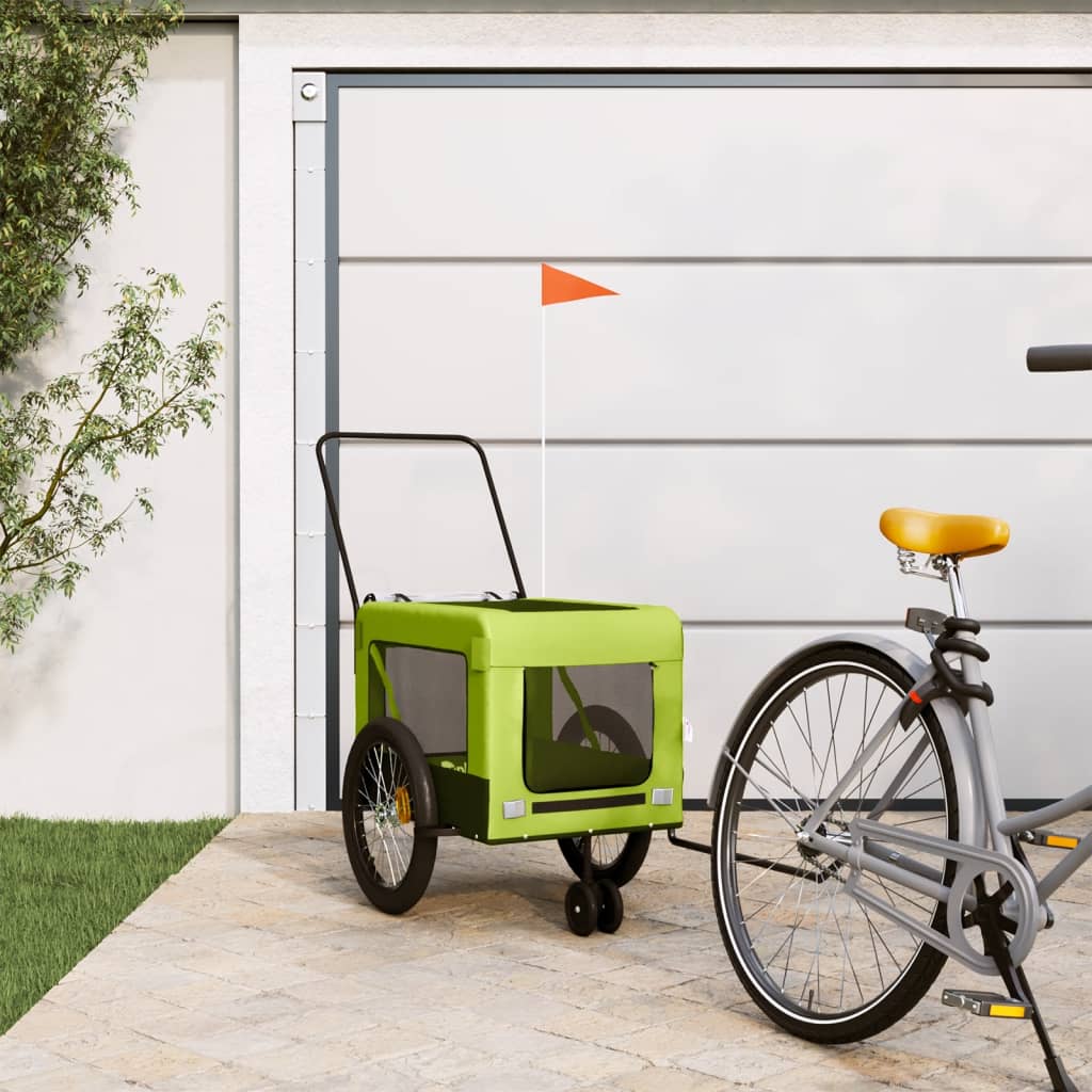 VidaXL remorque vélo pour chien tissu oxford et fer vert et noir