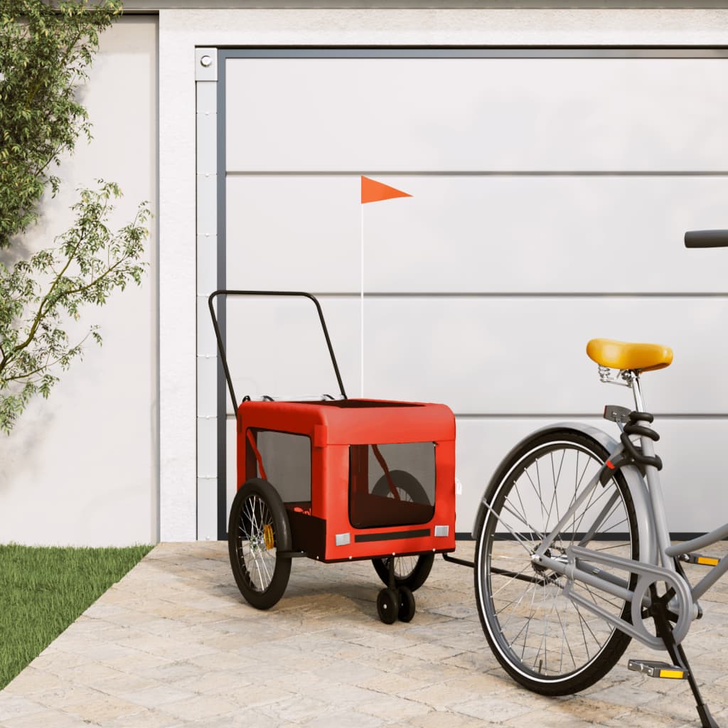 Vidaxl Dog Bike Trailer Oxford Fabric et Iron Orange and Black