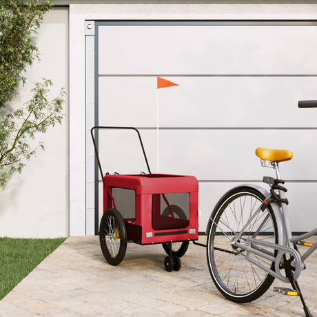 VidaXL remorque vélo pour chien tissu oxford et fer rouge et noir