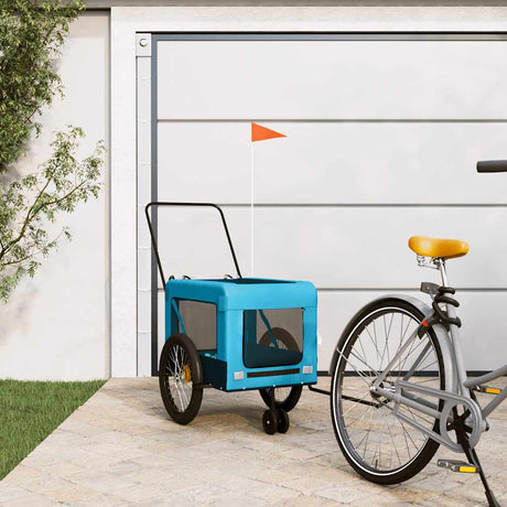 VidaXL remorque vélo pour chien tissu oxford et fer bleu et noir