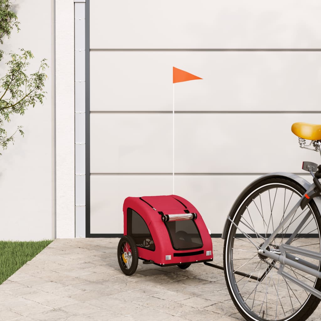 Vidaxl Dog Bike Trailer Oxford Fabric et Rouge en fer