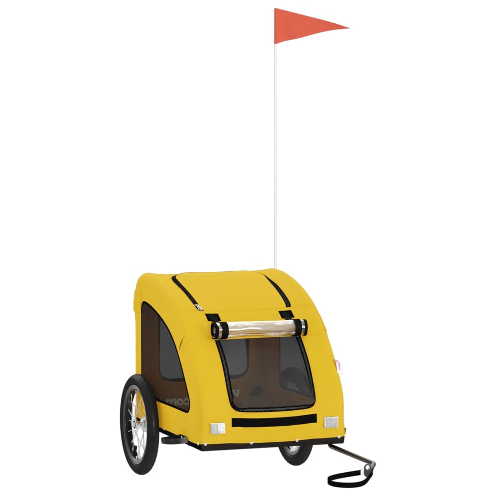 VidaXL remorque vélo pour chien tissu oxford et jaune fer