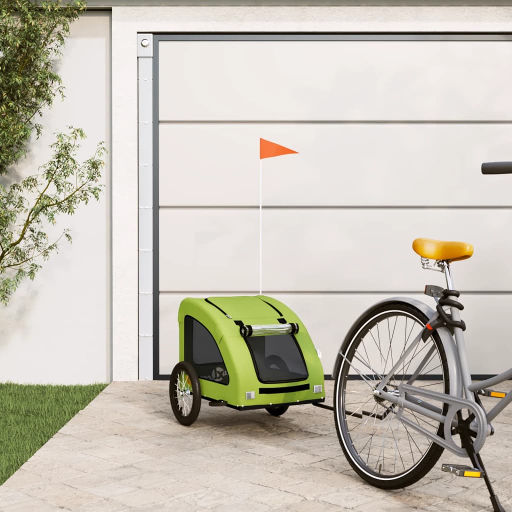 Vidaxl Dog Bike Trailer Oxford Fabric et Green de fer