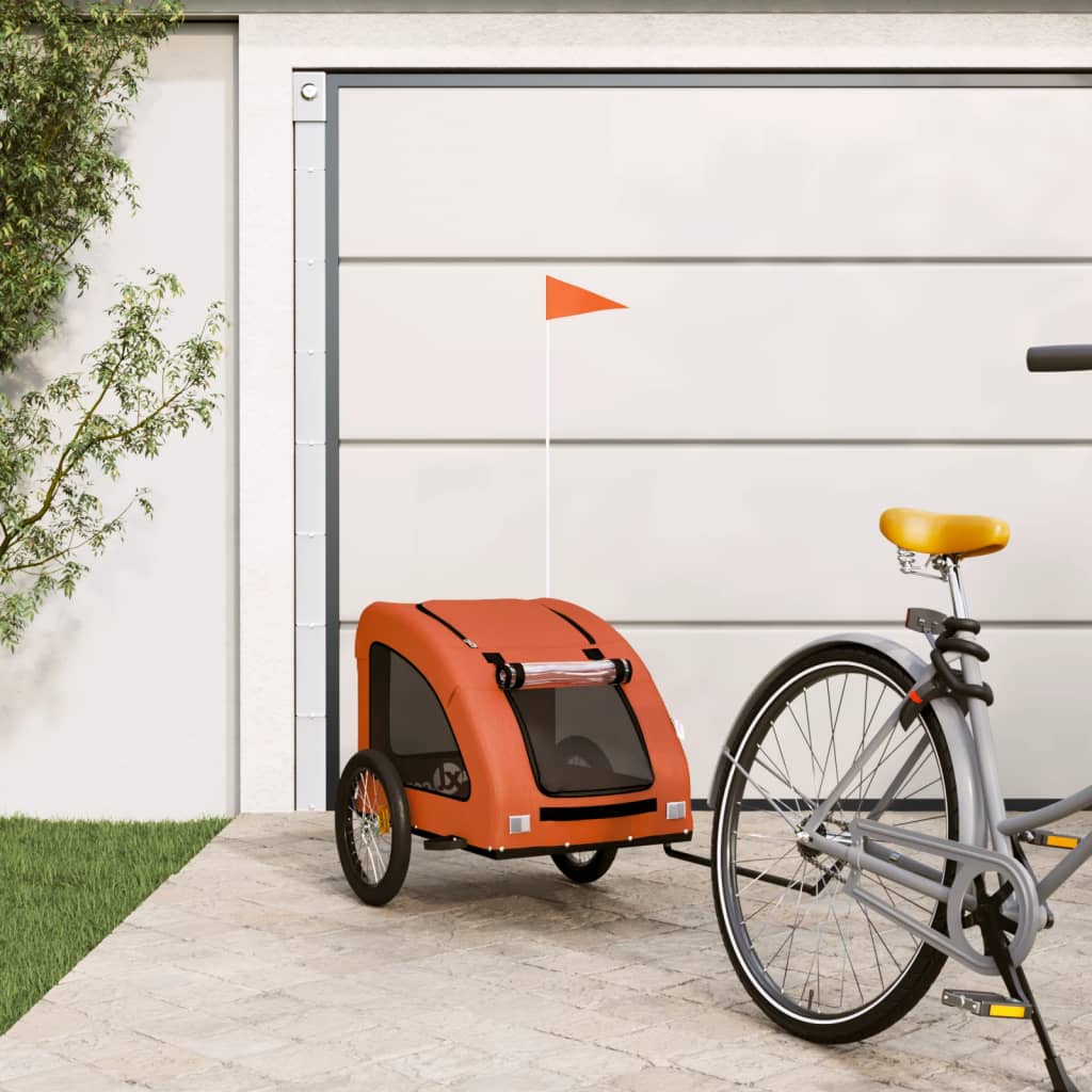 Vidaxl Dog Bike Trailer Oxford Fabric et Iron Orange