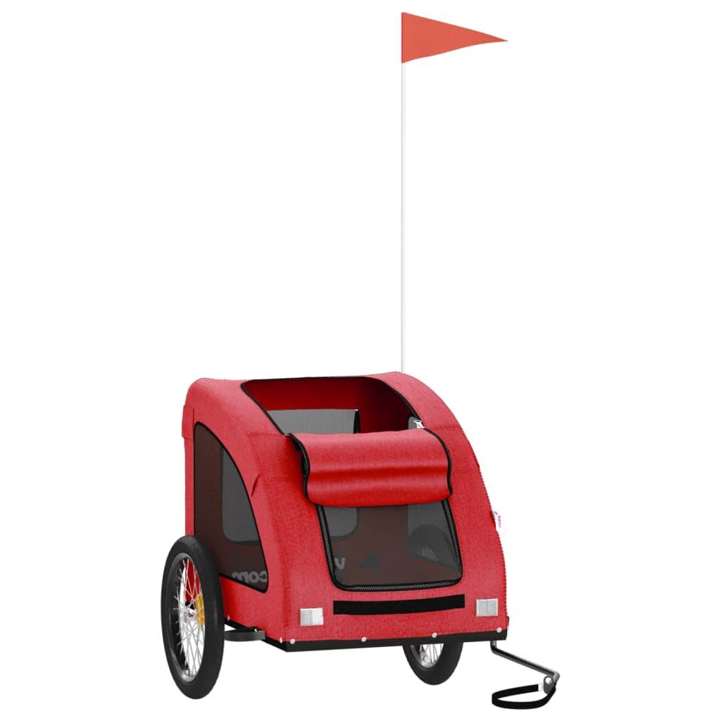 VidaXL remorque vélo pour chien tissu oxford et fer rouge