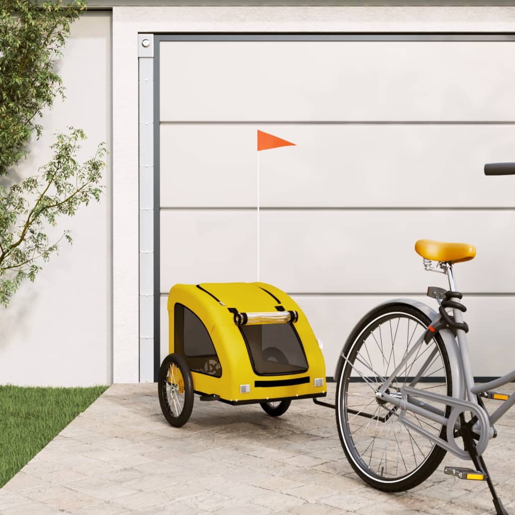 VidaXL Dog bike trailer Oxford fabric and iron yellow