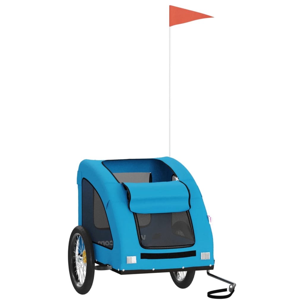 VidaXL remorque vélo pour chien tissu oxford et bleu fer