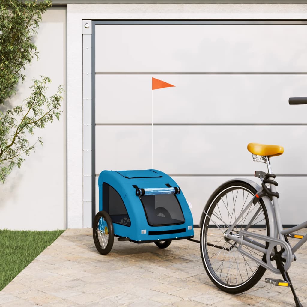 VidaXL remorque vélo pour chien tissu oxford et bleu fer