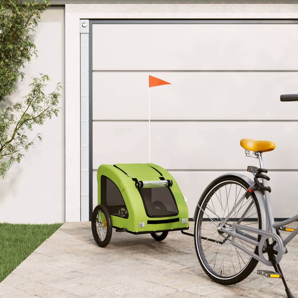 VidaXL remorque vélo pour chien tissu oxford et vert fer