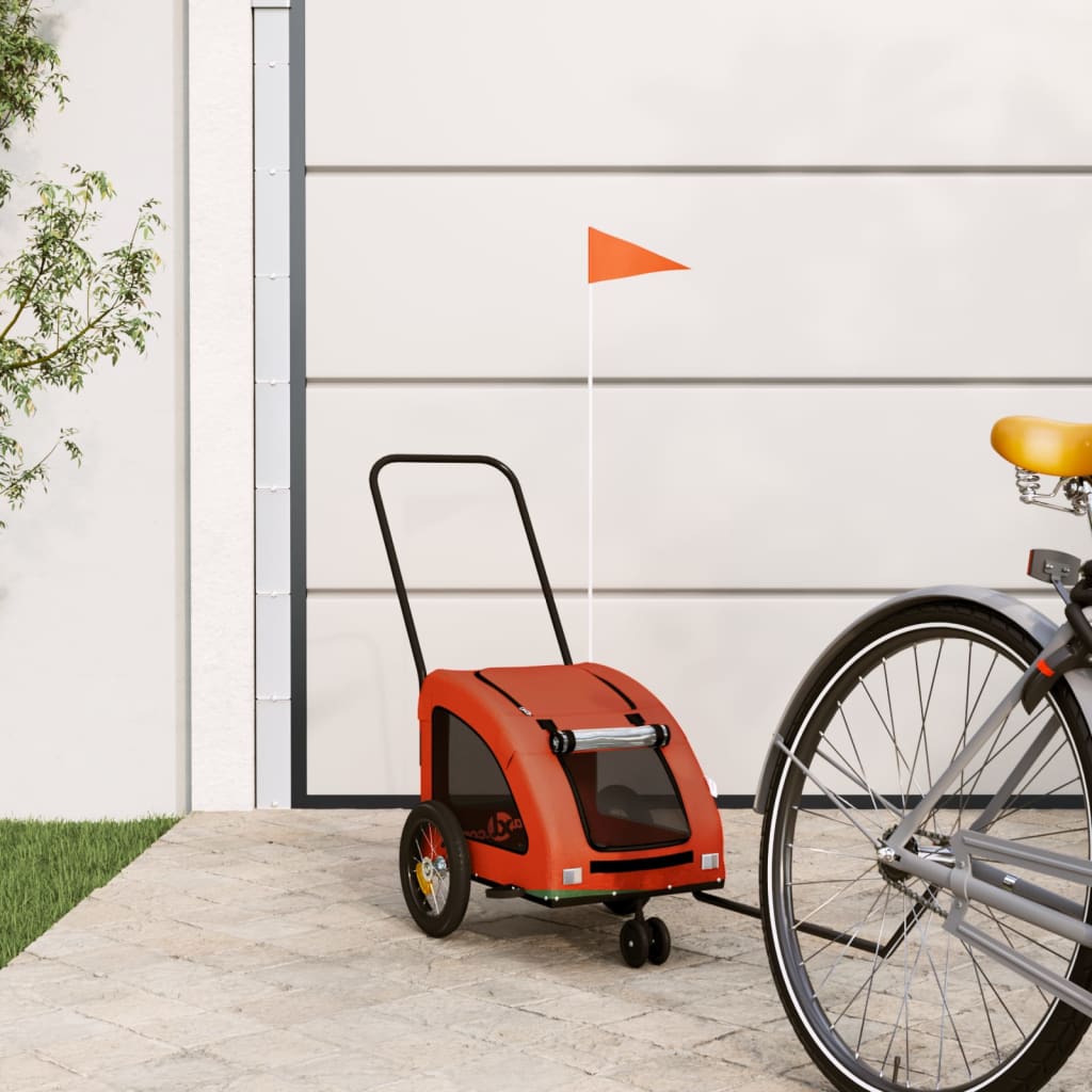 VidaXL remorque vélo pour chien tissu oxford et fer orange et gris