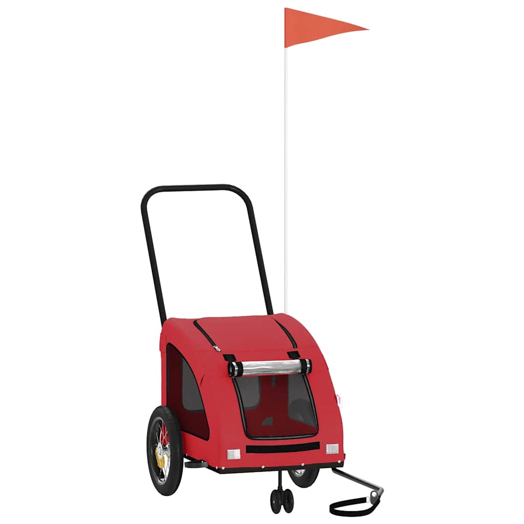 VidaXL remorque vélo pour chien tissu oxford et fer rouge
