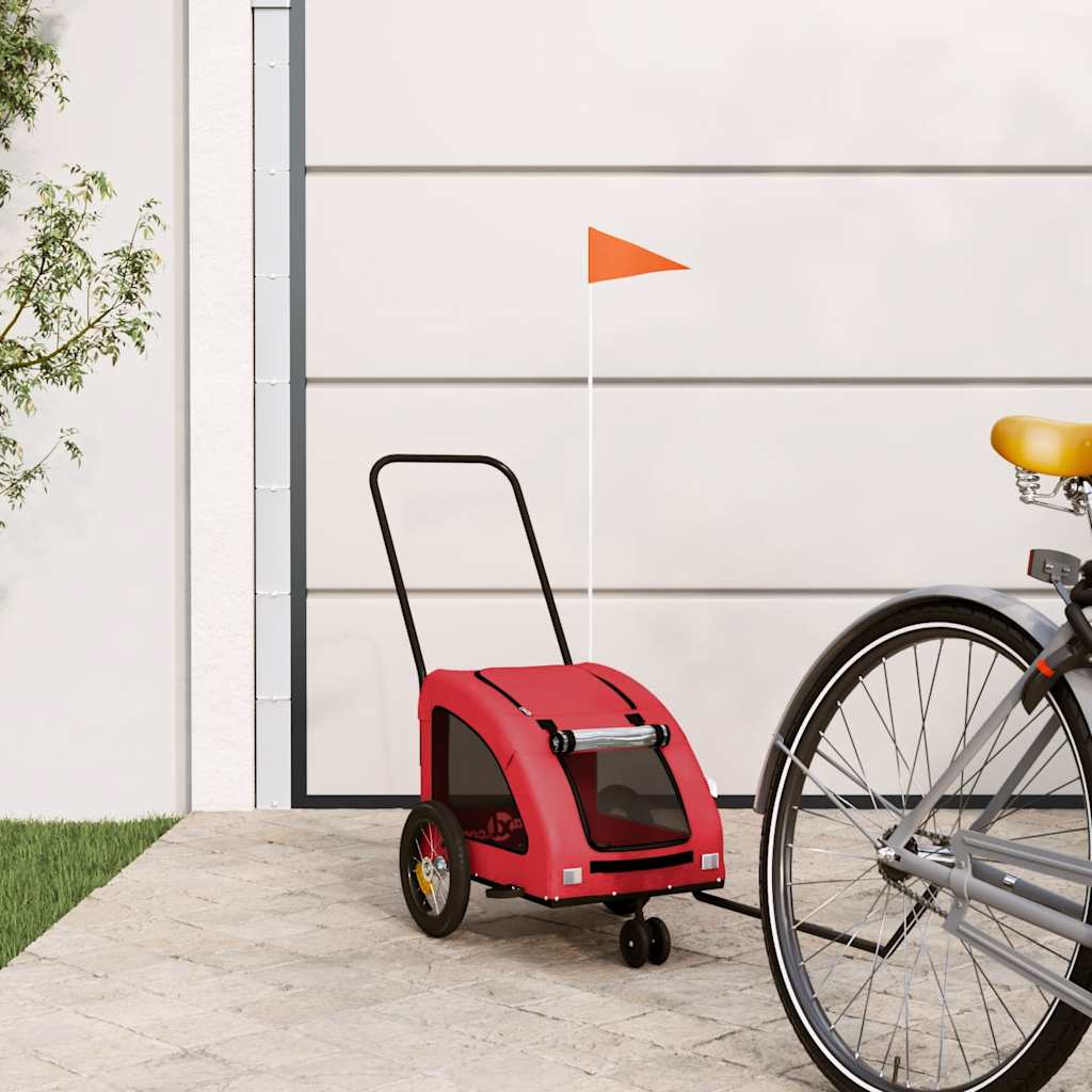 VidaXL remorque vélo pour chien tissu oxford et fer rouge