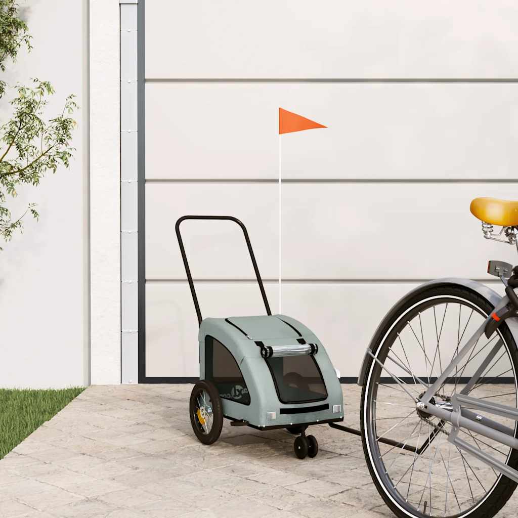 VidaXL remorque vélo pour chien tissu oxford et gris fer