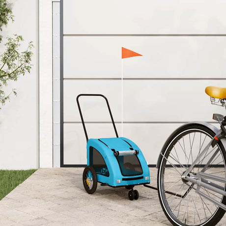 VidaXL remorque vélo pour chien tissu oxford et bleu fer