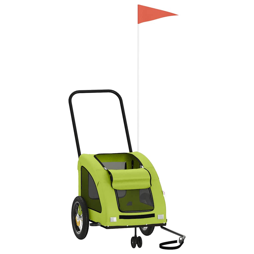 VidaXL remorque vélo pour chien tissu oxford et vert fer