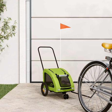 VidaXL remorque vélo pour chien tissu oxford et vert fer