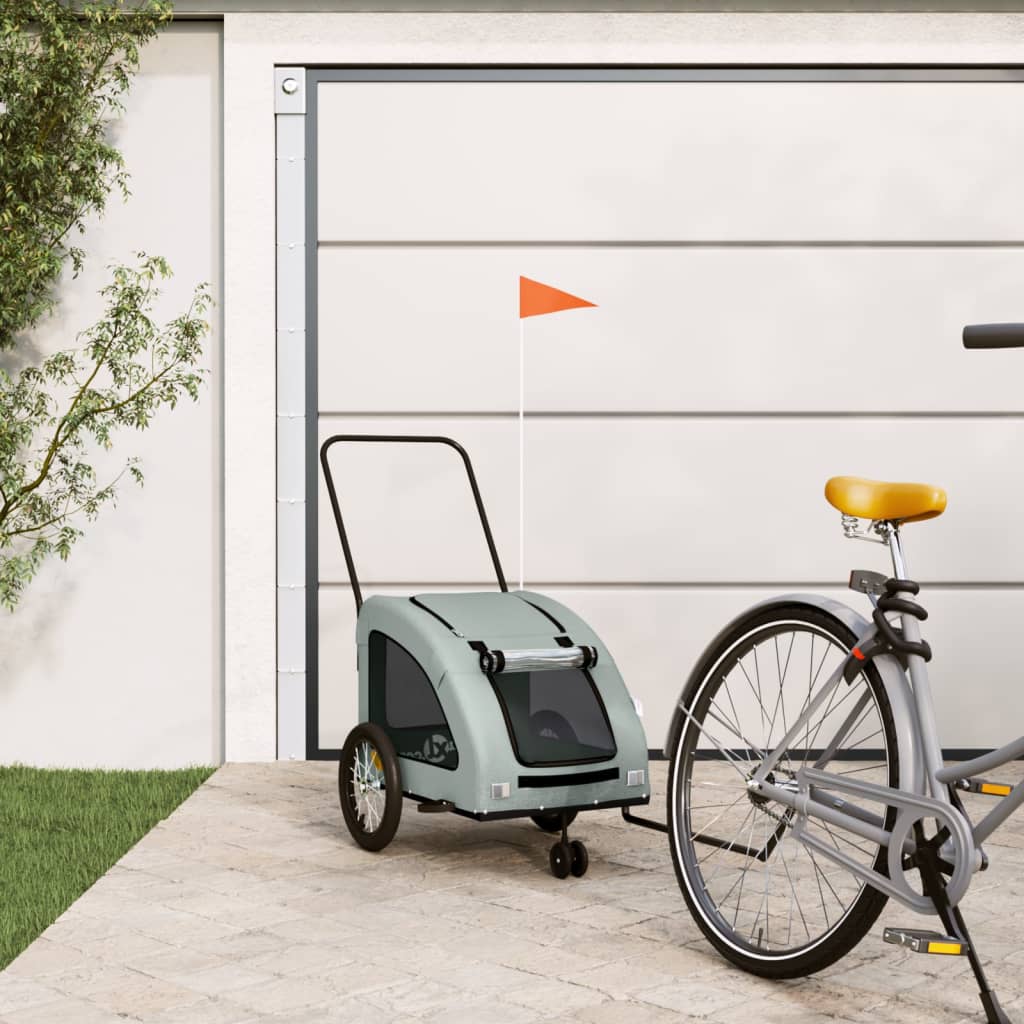 VidaXL remorque vélo pour chien tissu oxford et gris fer