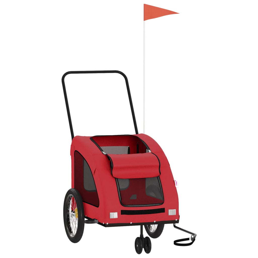 Vidaxl Dog Bike Trailer Oxford Fabric et Rouge en fer