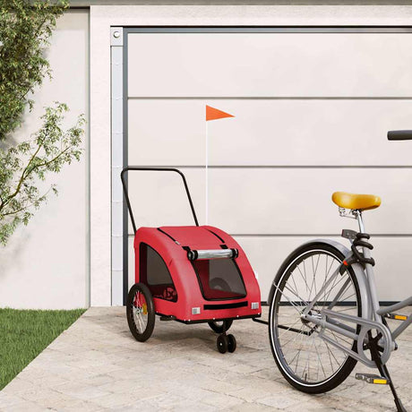 VidaXL remorque vélo pour chien tissu oxford et fer rouge