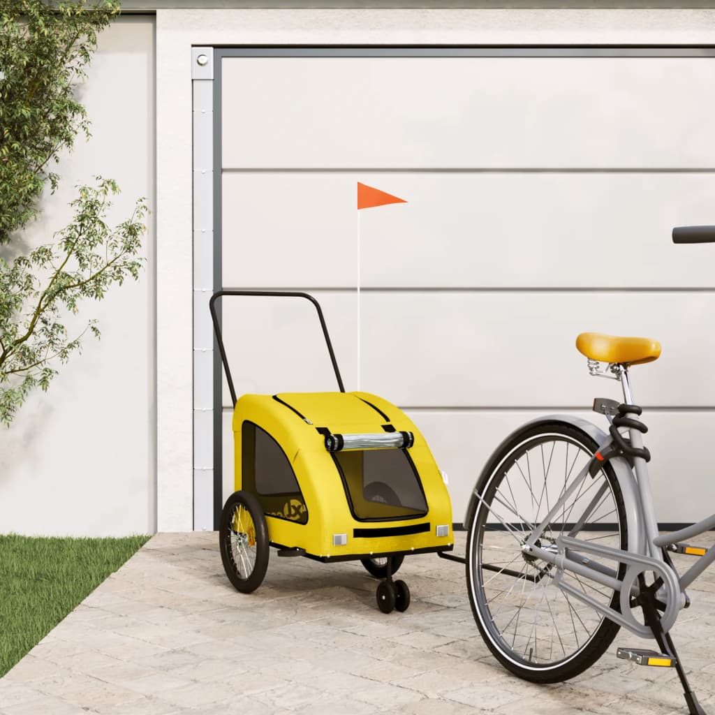 VidaXL remorque vélo pour chien tissu oxford et jaune fer