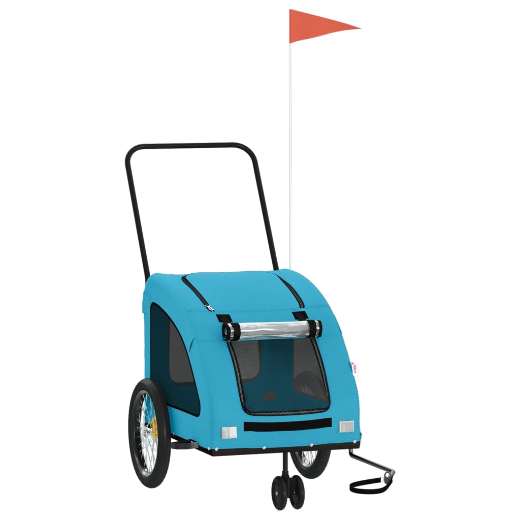VidaXL remorque vélo pour chien tissu oxford et bleu fer