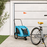 VidaXL remorque vélo pour chien tissu oxford et bleu fer