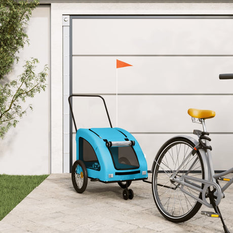 VidaXL remorque vélo pour chien tissu oxford et bleu fer