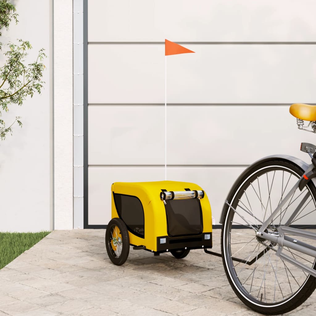 Vidaxl Dog Bike Trailer Oxford Fabric et Fon Jaune et noir